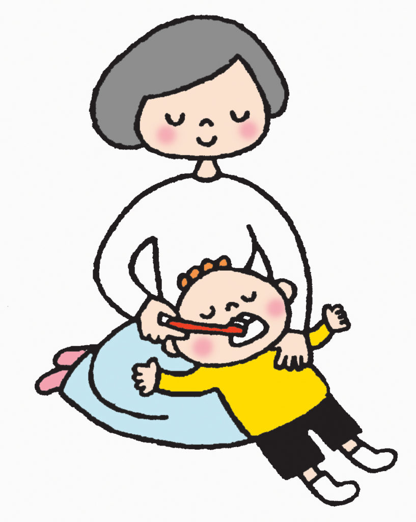 仕上げ磨きの様子